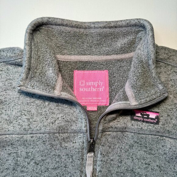 Simply Southern Women's Gray Half-Zip Pullover Sz Med Fleece Lightweight 2/$15 - Picture 1 of 13